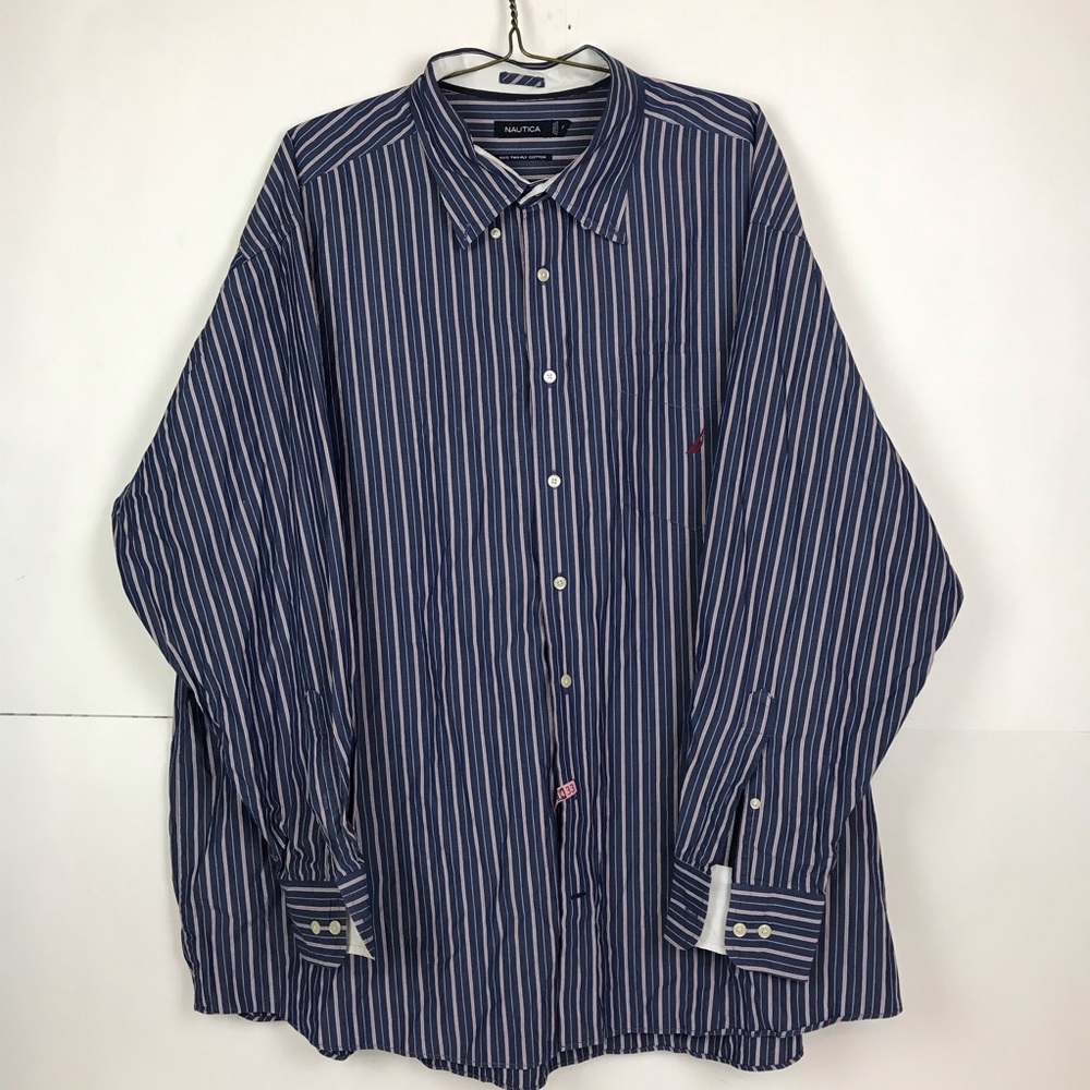 Nautica Button Down Striped 80s Two Ply Shirt